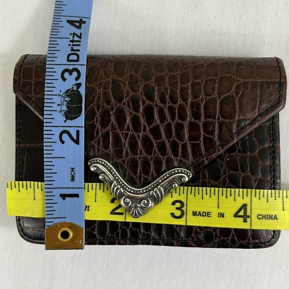 Vintage Brighton Wallet Croc Embossed Leather, Brown Envelope Style - Picture 13 of 15